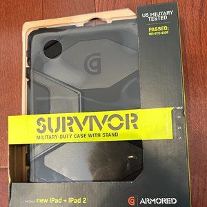 Survivor iPad Case Military Duty Case W/Stand New iPad + iPad 2 Black